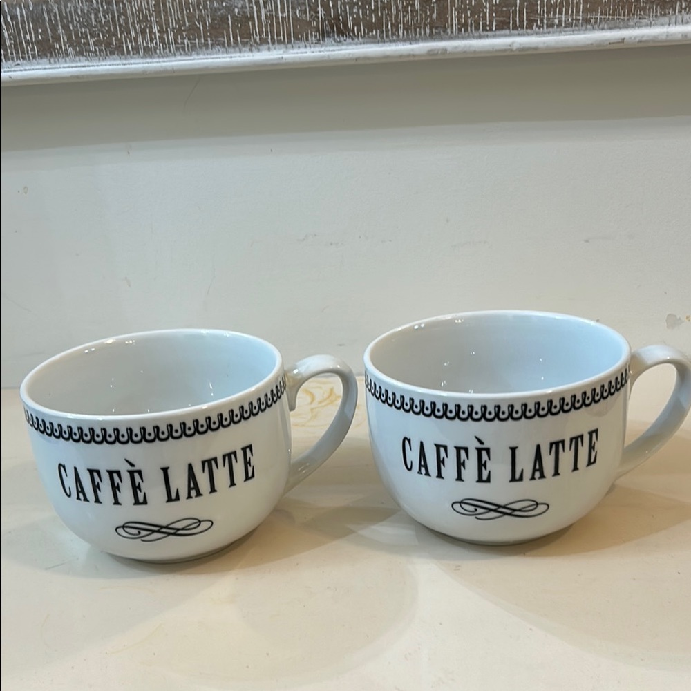 Paula Scalette Caffè Latte White Ceramic Mugs set of 2